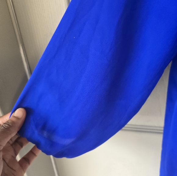 Moa Moa Royal Blue Tunic Sz M Women Embellished Collar Hi-Low Coastal - Picture 6 of 11